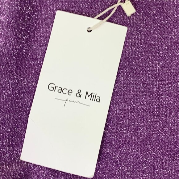 NWT Grace & Mila Purple Milkshake Lurex Glitter Bodysuit - Picture 12 of 15